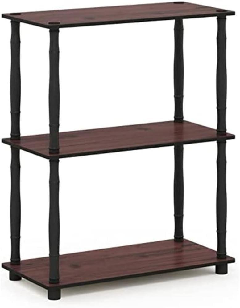 Furinno Durable 23.6"W x 11.6"D x 29.5"H 3-Shelf Freestanding Shelving Unit, Dark Cherry and Black