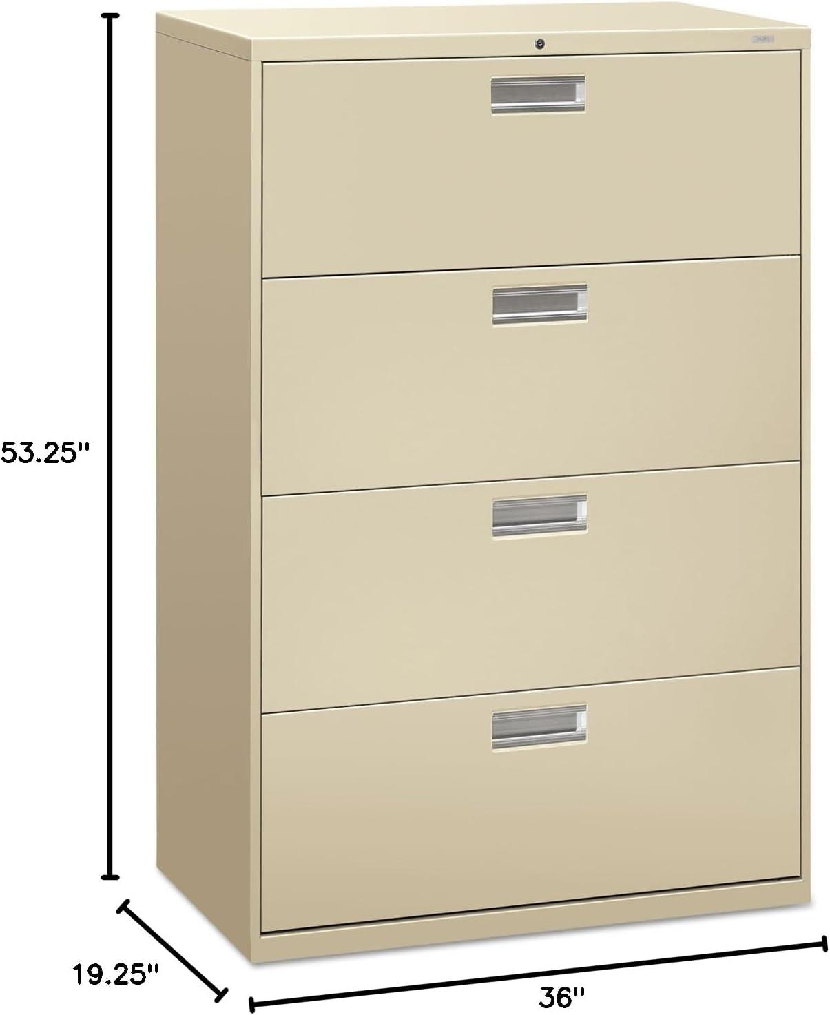 Beige 4-Drawer Lockable Lateral File Cabinet