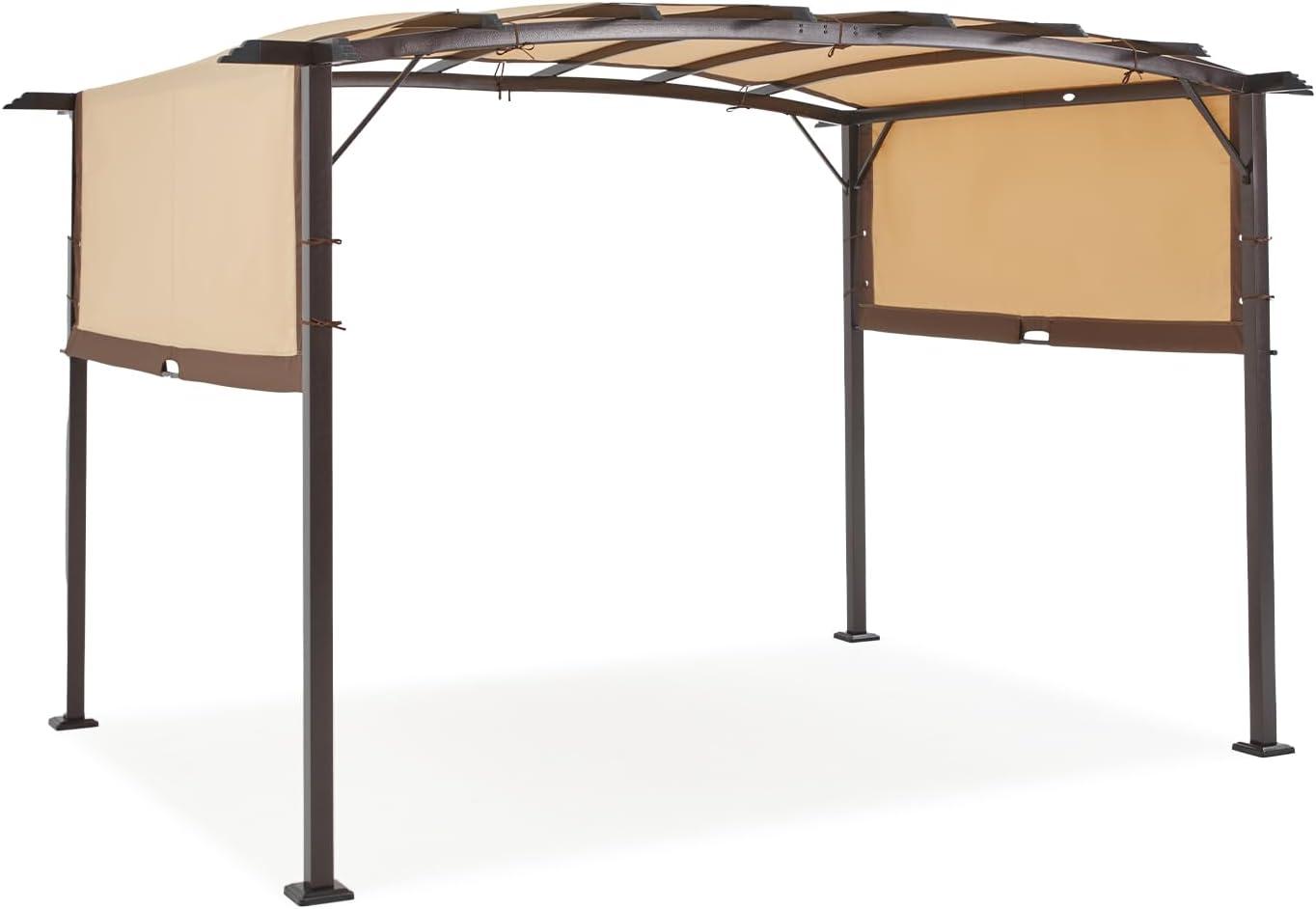 AECOJOY Pergola 9' x 12' Outdoor Pergolas, Pergolas and Gazebo Clearance, Retractable Metal Pergola with Sun Shade Canopy for Patio, Backyard, Garden