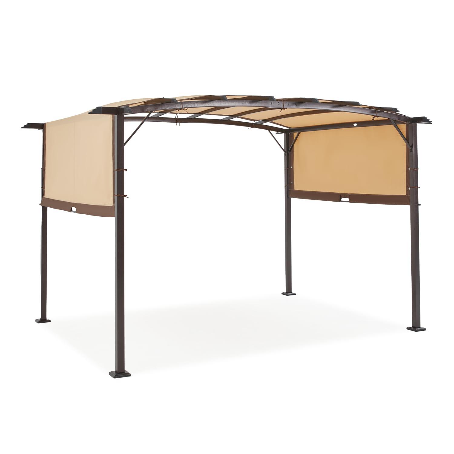 AECOJOY Pergola 9' x 12' Outdoor Pergolas, Pergolas and Gazebo Clearance, Retractable Metal Pergola with Sun Shade Canopy for Patio, Backyard, Garden