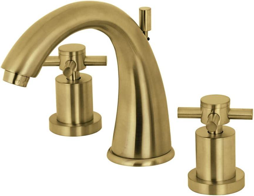 Kingston Brass Concord Two-Handle 3-Hole Deck Mount Widespread Bathroom Faucet with Brass Pop-Up Drain