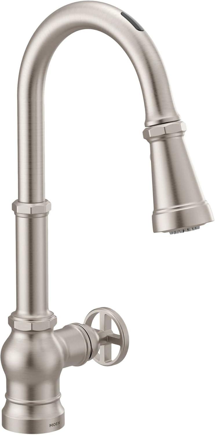 Paterson 17" Brushed Stainless Steel Pull-Down Kitchen Faucet with Voice Activation