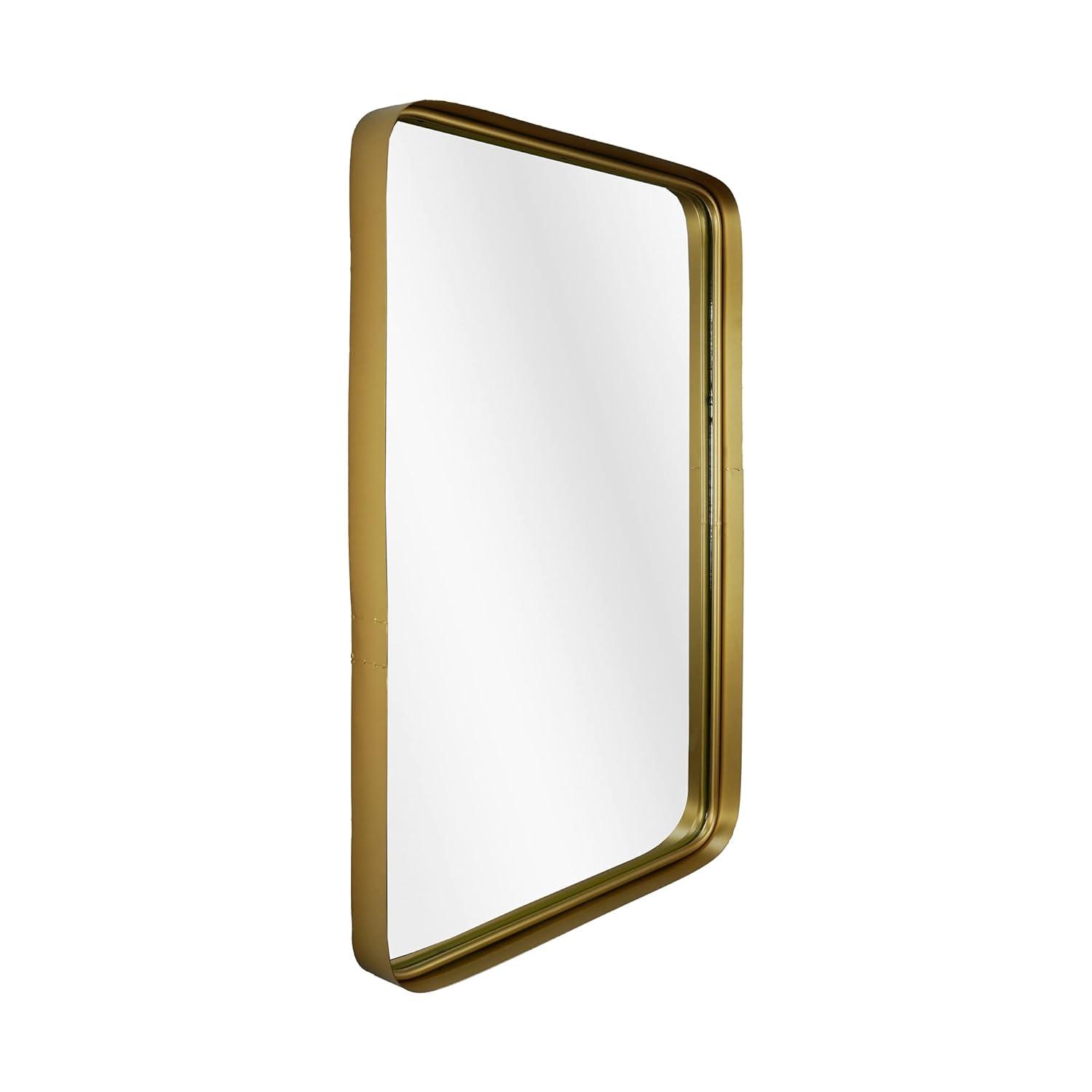 Thin Gold Raised Lip Metal Framed Rectangle Mirror