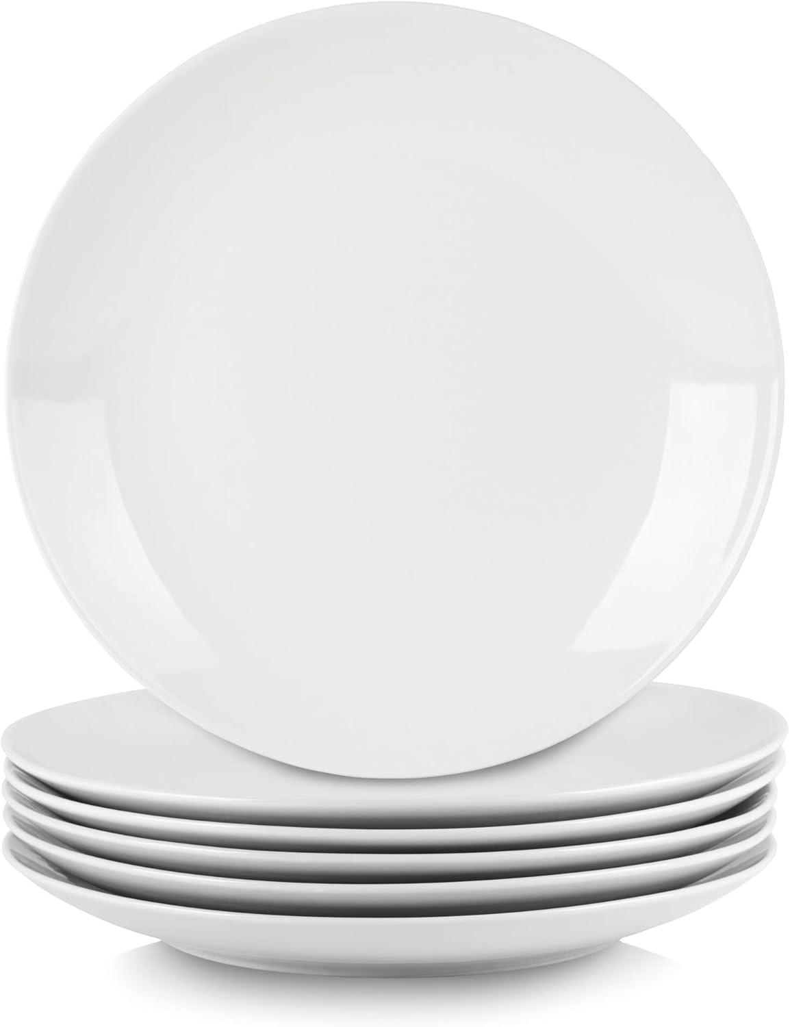 Simply White 10.5" Ceramic Coupe Dinner Plates, Set of 6