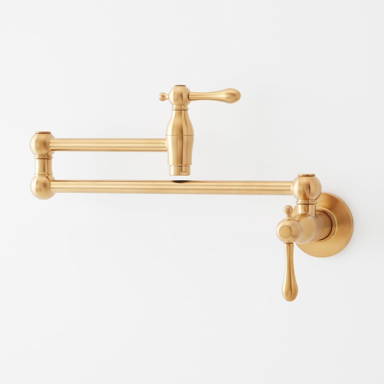 Aged Brass Double Handle Wall Mounted Pot Filler