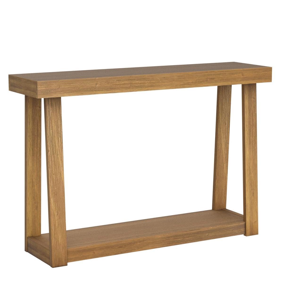 Plank+Beam 46" Solid Wood Console Table with Storage, Sofa Table with Shelf, Narrow Entryway Table for Hallway, Pecan
