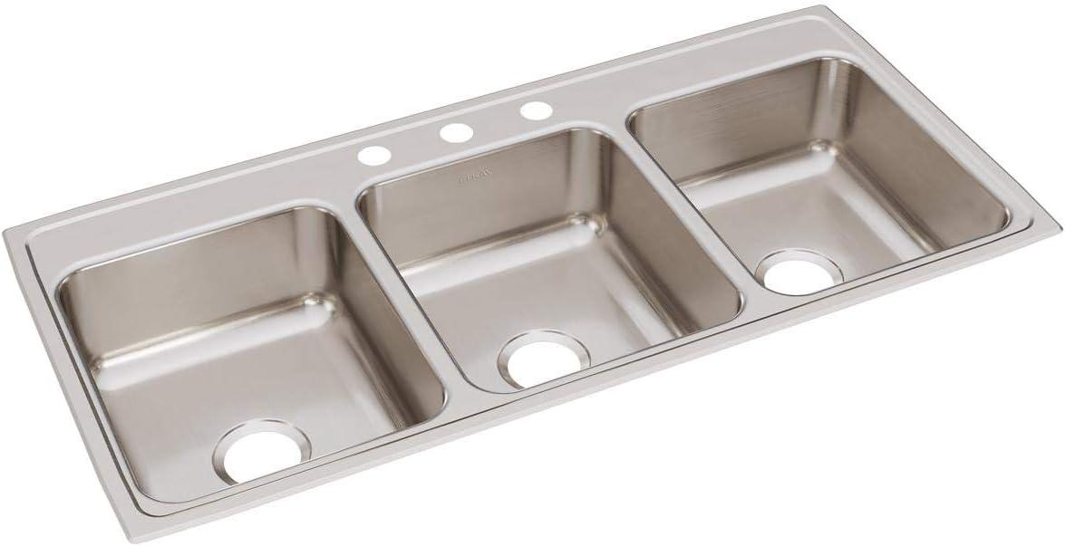 Lustertone 46" L x 22" W Triple Basin Drop-In Kitchen Sink