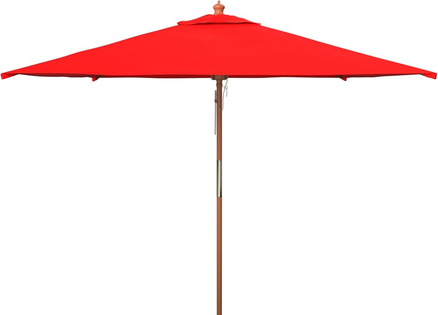 Velop 7.5 Ft Square Wooden Pulley Market Umbrella - PAT8409 - Red - Safavieh