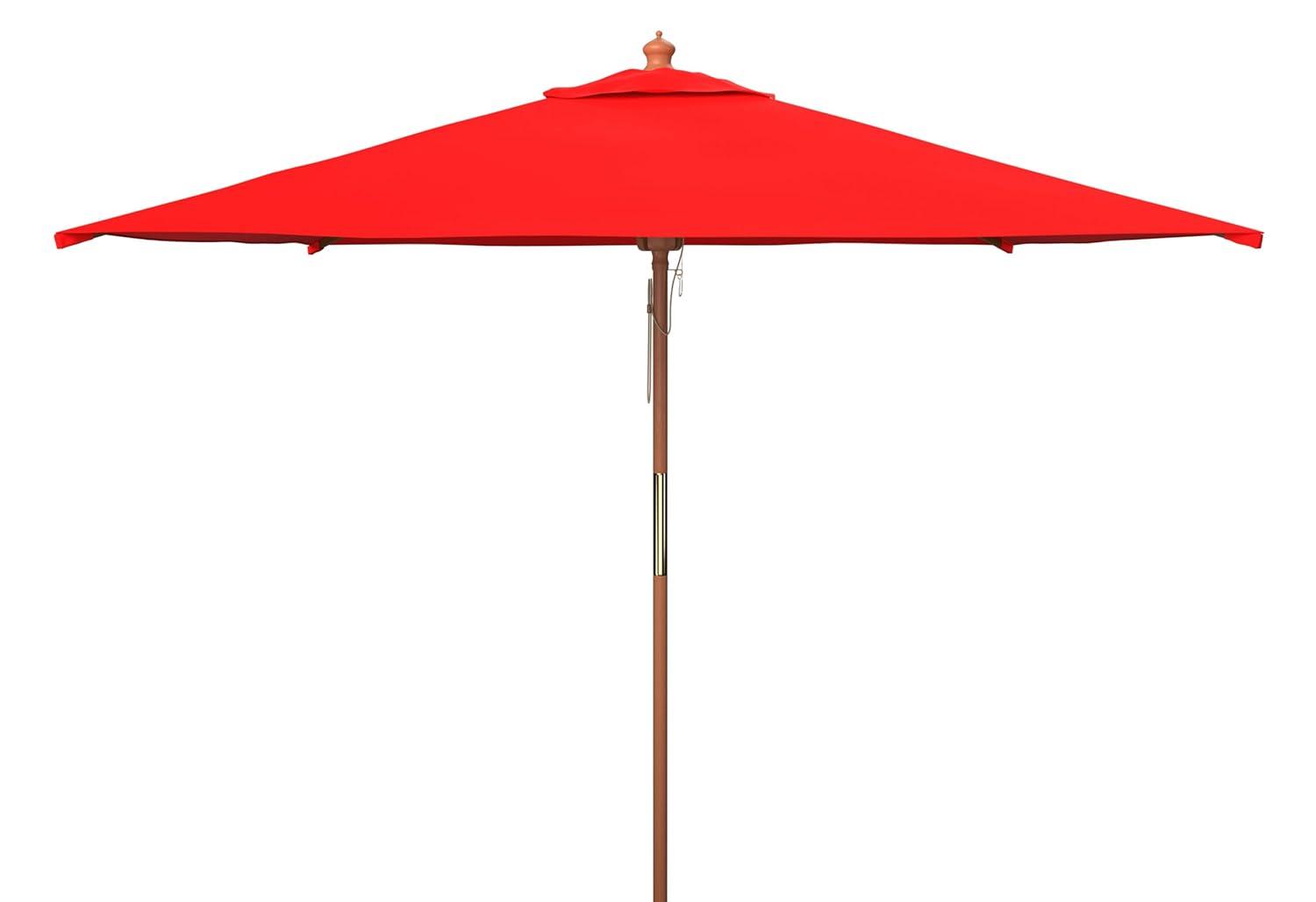 Velop 7.5 Ft Square Wooden Pulley Market Umbrella - PAT8409 - Red - Safavieh