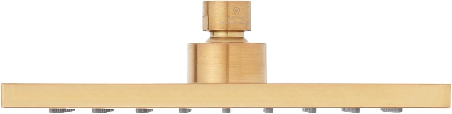 Brushed Gold Square Rain Shower Head with 1.8 GPM Flow