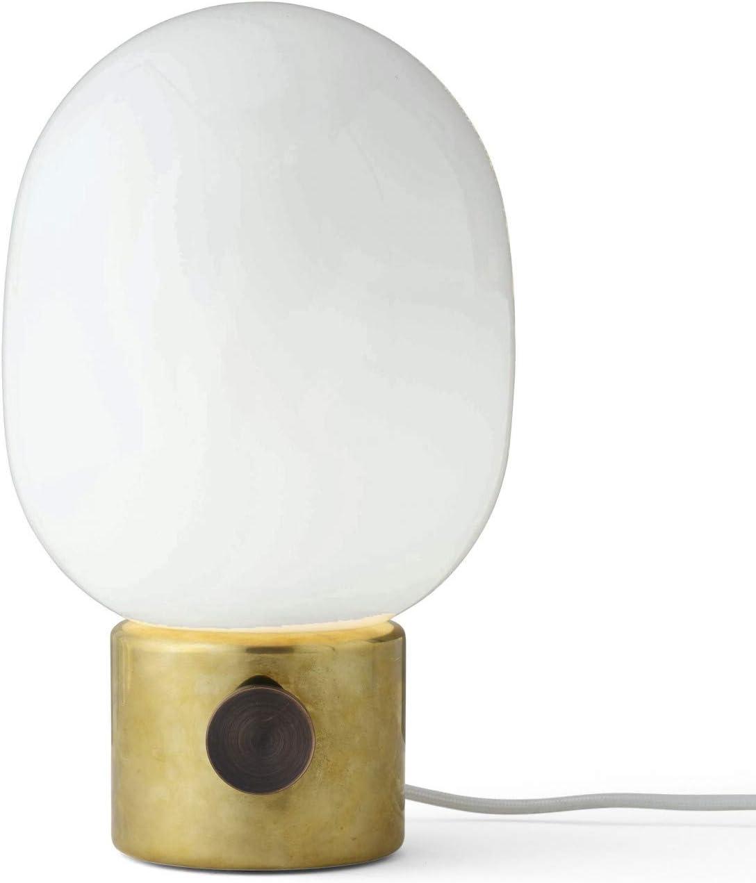 Polished Brass and Opal Glass Adjustable Table Lamp