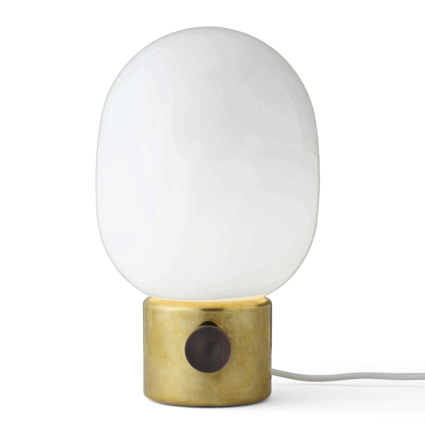 Polished Brass and Opal Glass Adjustable Table Lamp