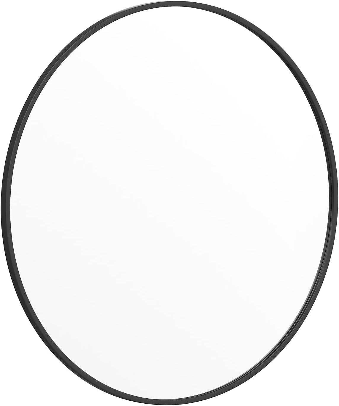 Julianne 36" Matte Black Round Metal Wall Mirror