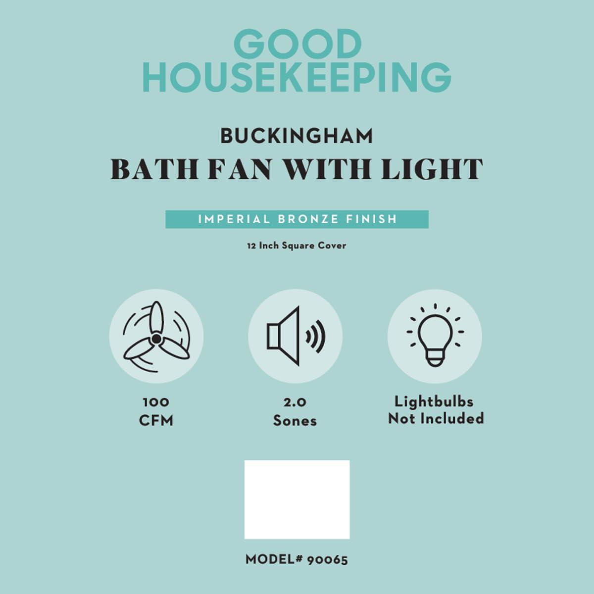 Buckingham 100 CFM 2.0 Sones Decorative Bathroom Ventilation Exhaust Fan with Light & Night-Light