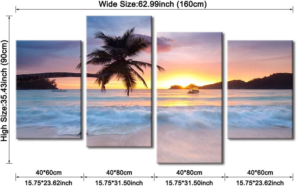 Sunrise Beach 4-Piece Seascape Canvas Wall Art Set