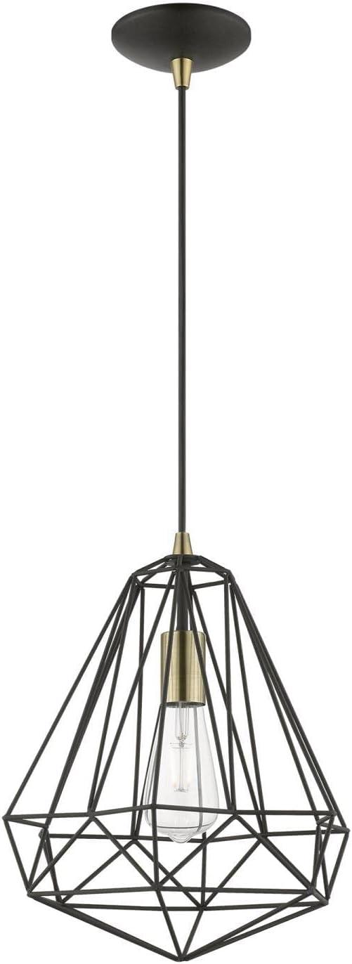 Livex Lighting Knox 1 - Light Pendant in  Textured Black/Polished Chrome