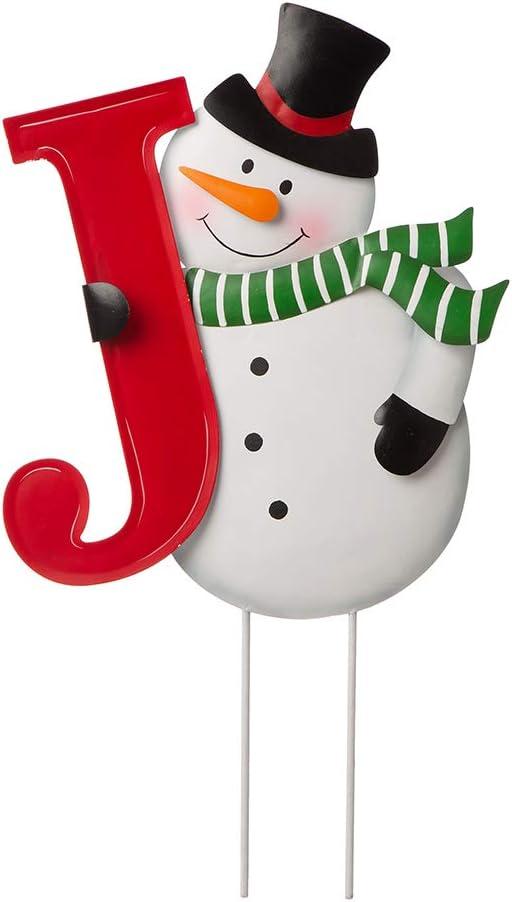 48" Red and White Metal Snowman JOY Yard Stake