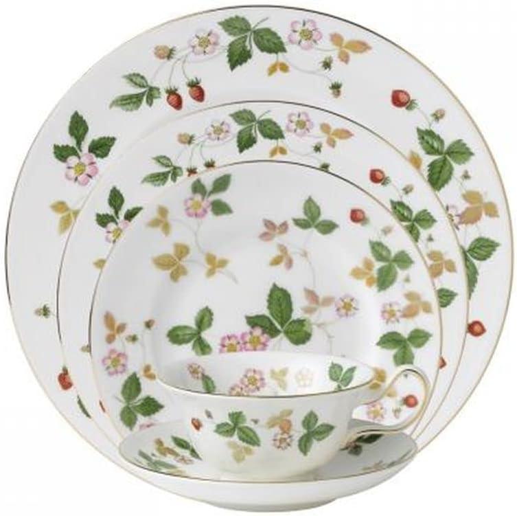 White Porcelain Floral 5-Piece Dinnerware Set for 8