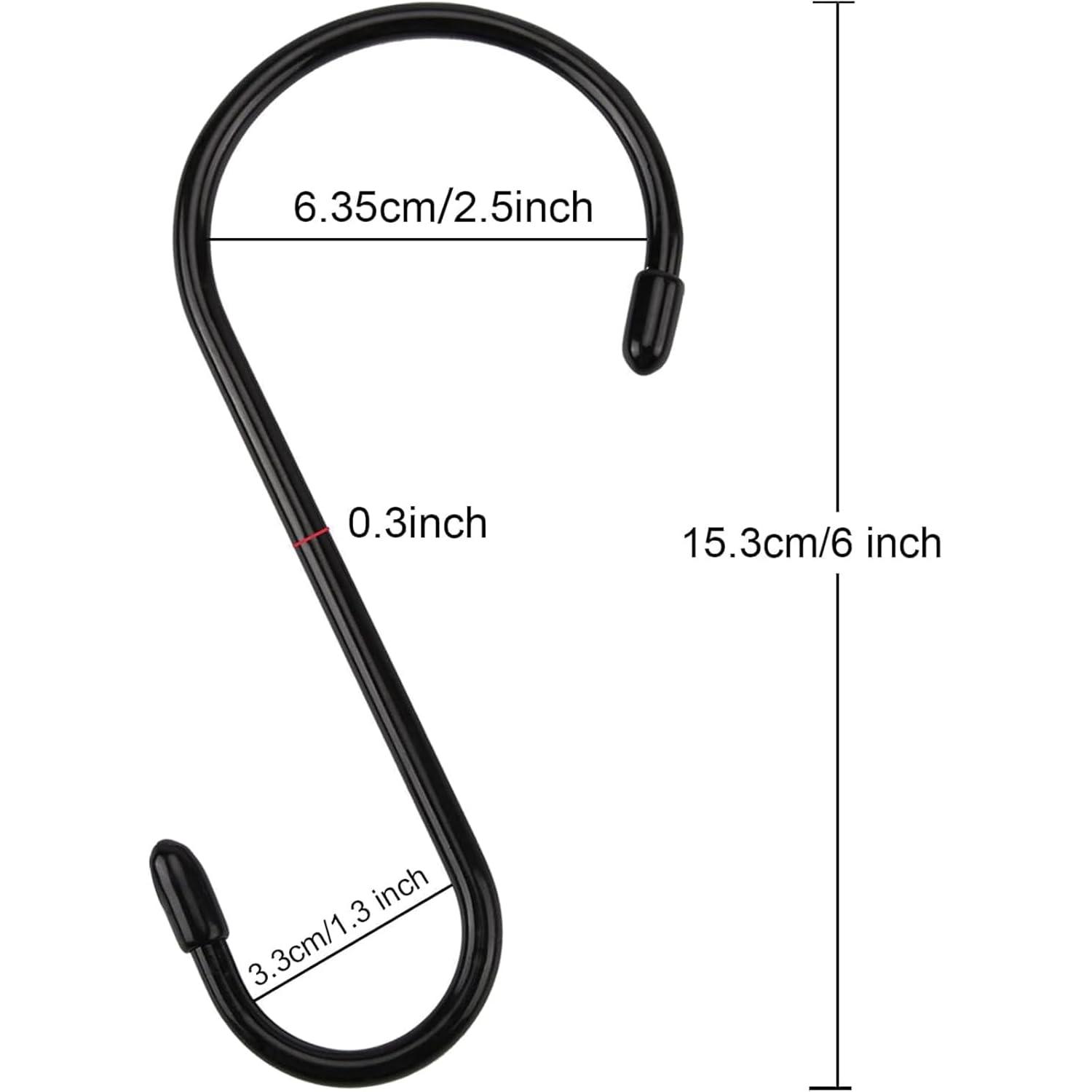 12 Pack 6 Inch S Hook, Large Vinyl Coated S Hooks with Rubber Stopper Non Slip Heavy Duty S Hook, Steel Metal Rubber Coated Closet S Hooks for Hanging Jeans Plants Jewelry Pot Pan Cups Towels, White