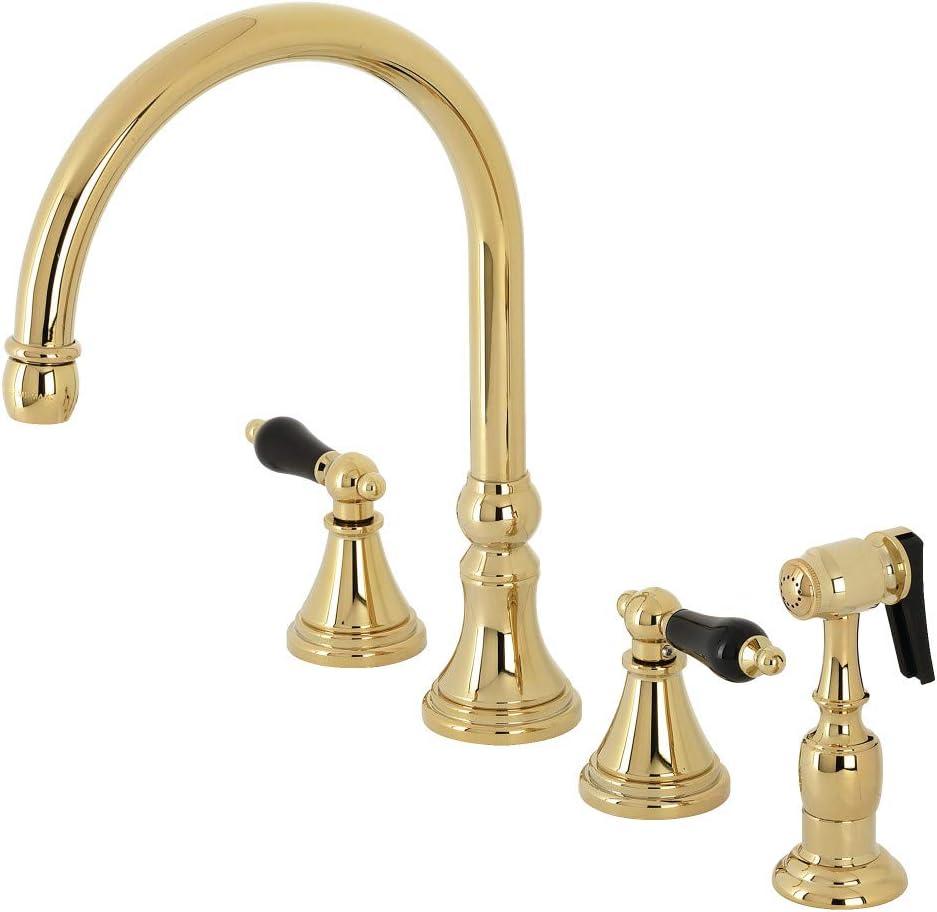 Kingston Brass Duchess Double-Handle 4-Hole Widespread Kitchen Faucet with Brass Sprayer