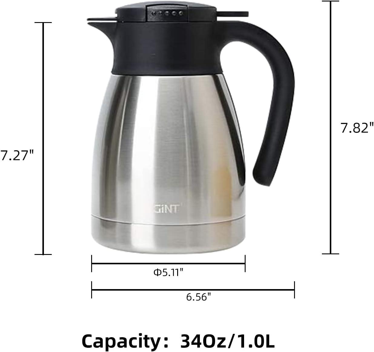 GiNT 34oz Silver Stainless Steel Thermal Coffee Carafe