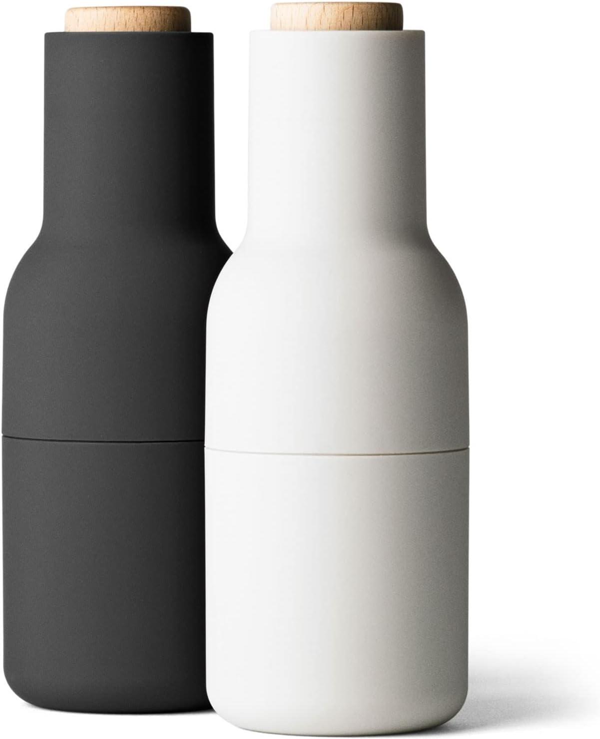 Carbon and Ash Bottle Salt and Pepper Grinder Set with Beech Lid