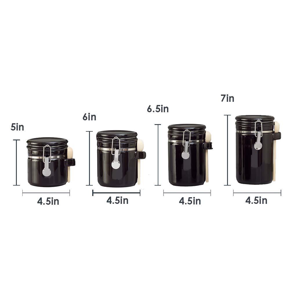 White Ceramic Canister Set with Wooden Spoons and Flip Top Lid