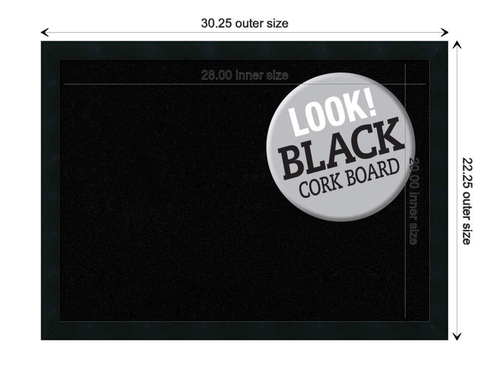 Amanti Art Black Cork Board Wood Framed Mezzanotte Black Bulletin Board 30 in. x 22 in.