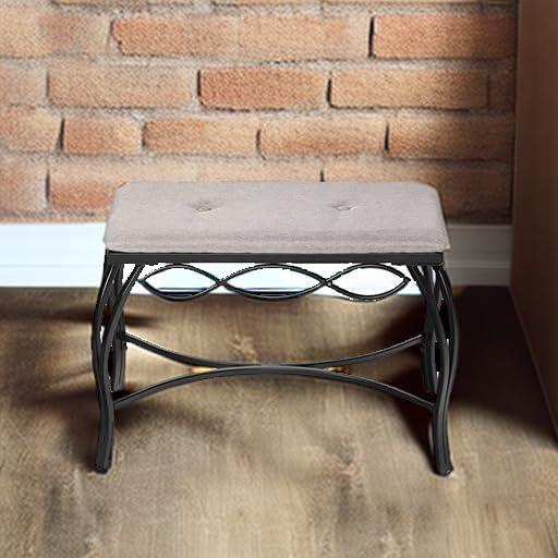 Mango Steam Vanity Seat for Makeup Room, Dressing Stool, Entryway Bench - Gray Shoe Bench