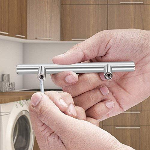 Brushed Nickel Stainless Steel T Bar Cabinet Handles, 6"