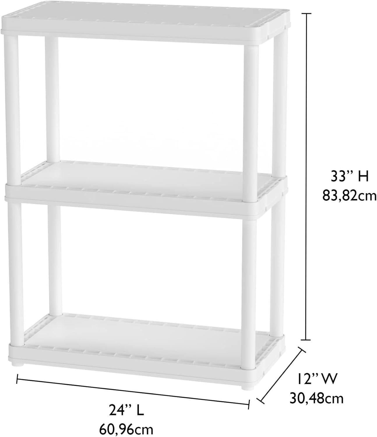 Gracious Living 3 Shelf Fixed Height Solid Light Duty Home Storage Unit