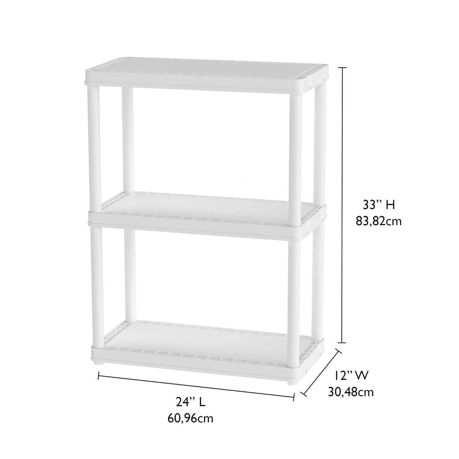 Gracious Living Gracious Living 3 Shelf Fixed Height Solid Light Duty Home Storage Unit