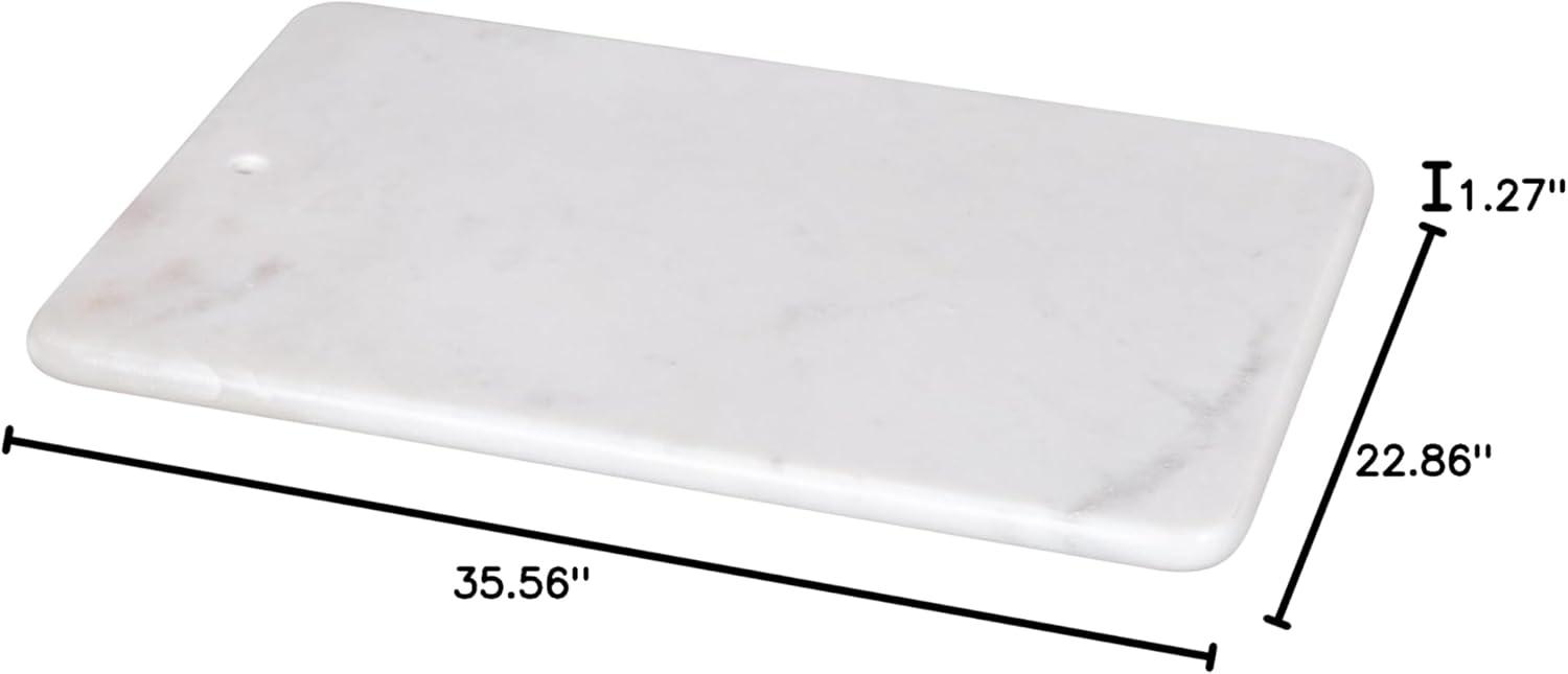 Creative Home Natural White Marble 9" x 14" Rectangular Pastry Board, Cutting Board, Serving Board