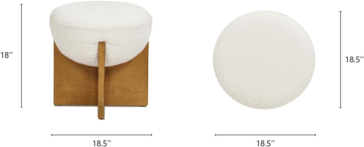 Jennifer Taylor Home Bali Round Upholstered Ottoman with Natural Wood Base