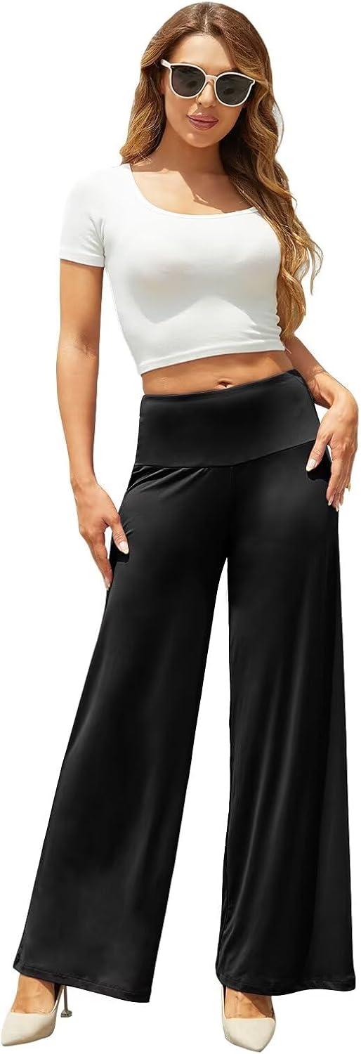 Arolina Women's Stretchy Wide Leg Palazzo Lounge Pants with Pockets Casual Comfy High Waist Palazzo Pants for Women Dressy