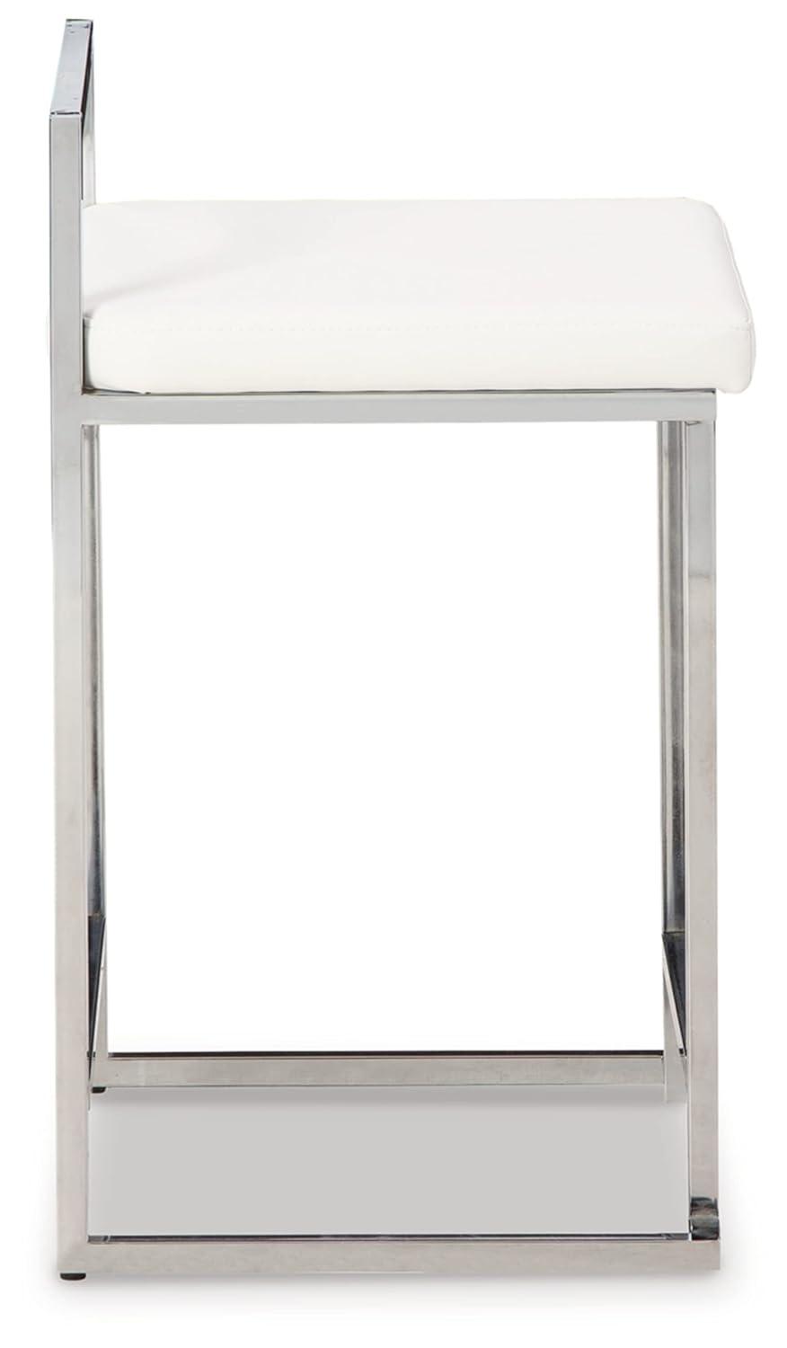 Signature Design by Ashley Madanere Contemporary Upholstered Stool with Metal Frame, 2 Count, White & Chrome