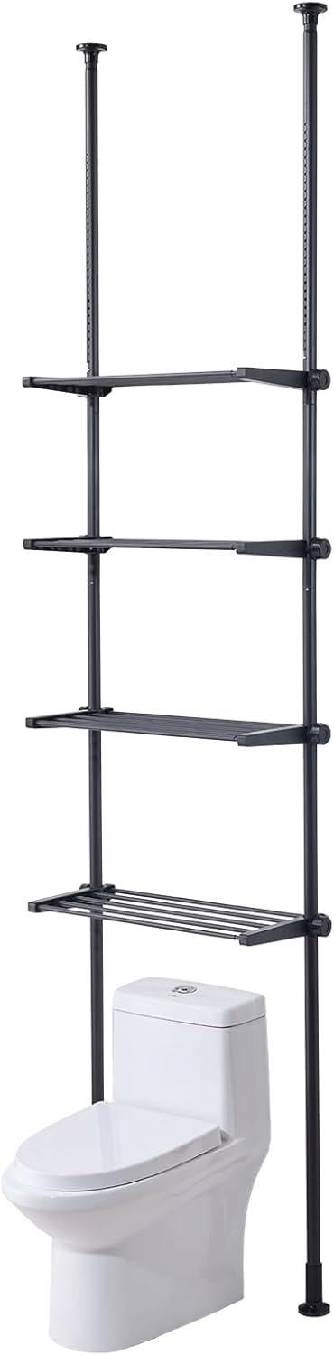 Adjustable Black Over-the-Toilet 4-Tier Storage Shelf