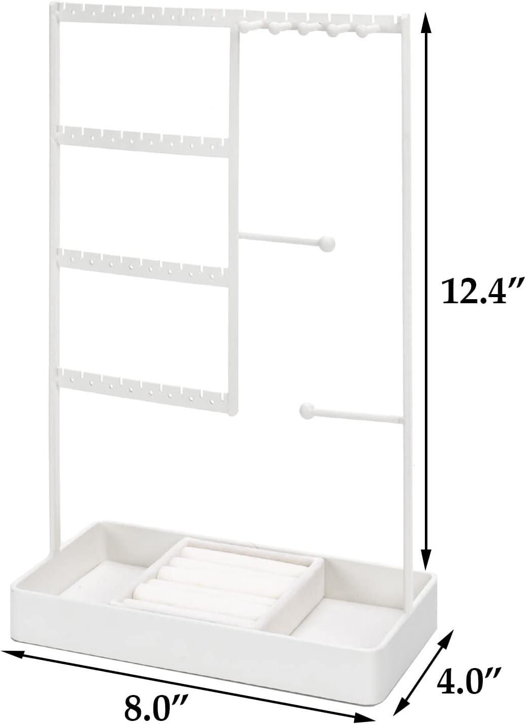 White 4-Tier Metal Jewelry Organizer with Tray