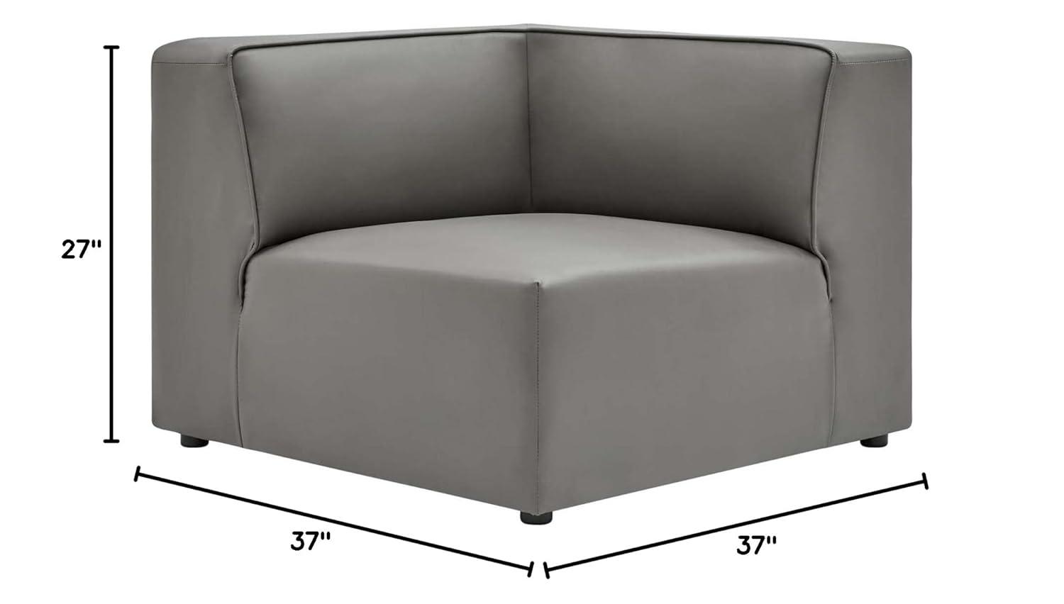 Mingle Vegan Leather Corner Chair Gray - Modway