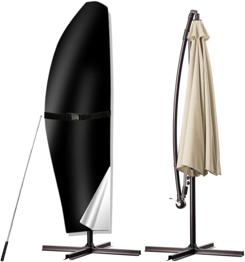 Umbrella Cover, 420D Waterproof Outdoor Patio Umbrella Cover For 8Ft To 12Ft Cantilever Offset Umbrella, Black