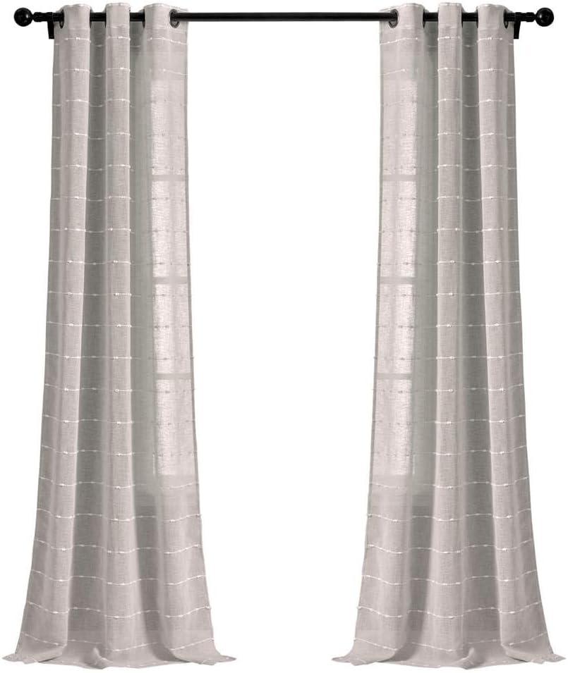 Farmhouse Textured Sheer Polyester Sheer Curtain Pair (Set of 2)