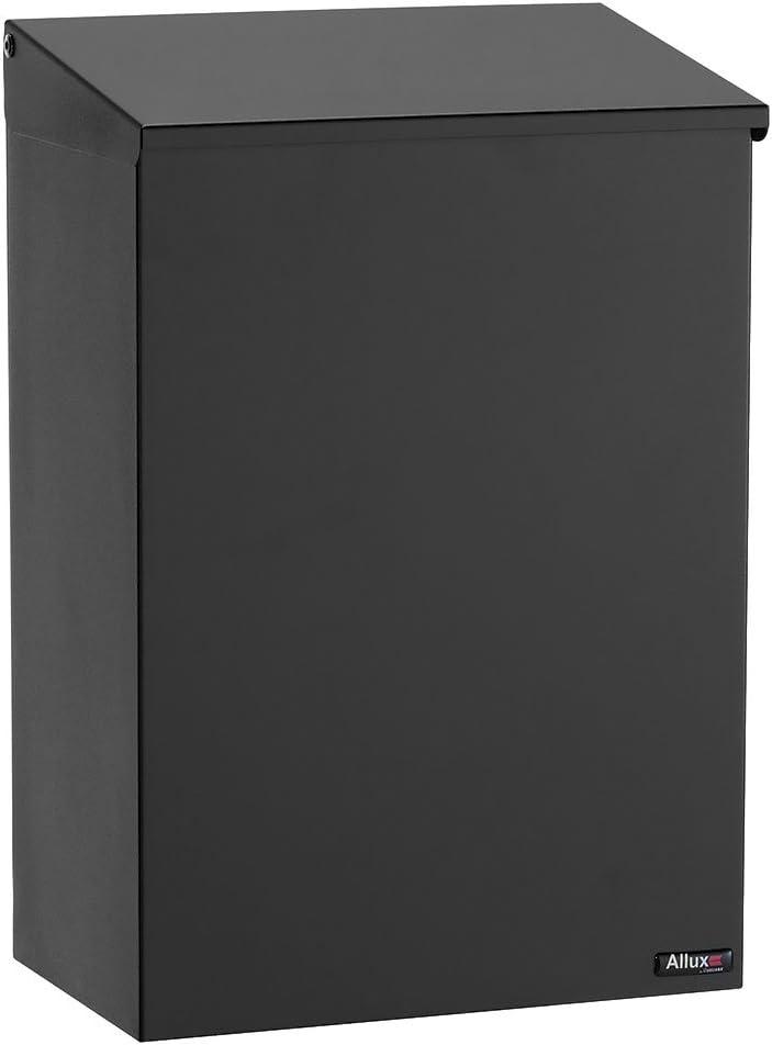 Allux Black Steel Wall-Mounted Top Load Mailbox