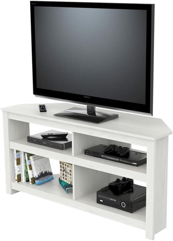 Inval 4-Shelf Corner TV Stand for TVs up to 60”, Washed Oak