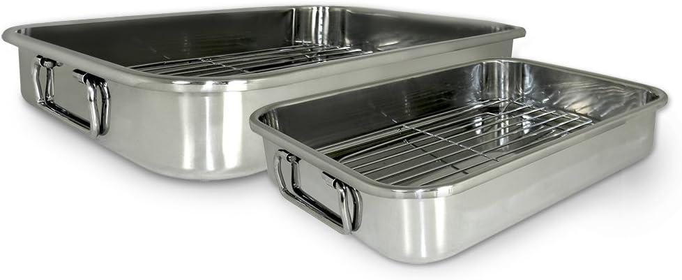 Stainless Steel 4-Piece Lasagna and Roasting Pan Set with Handles