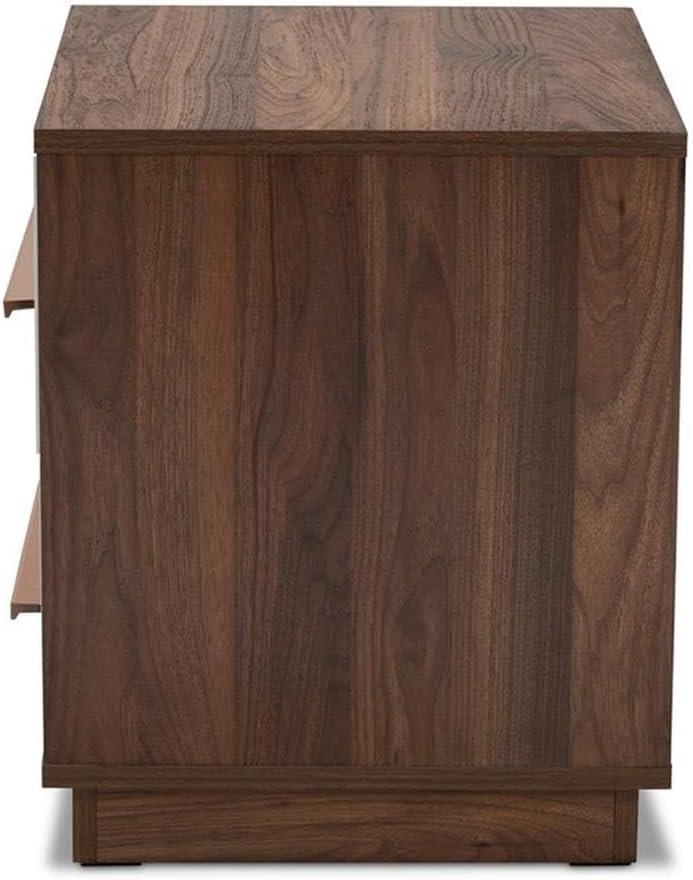 Baxton Studio Mette Walnut Finished Wood Nightstand White: Contemporary Bedside Table with Drawer, Meets ASTM Standards