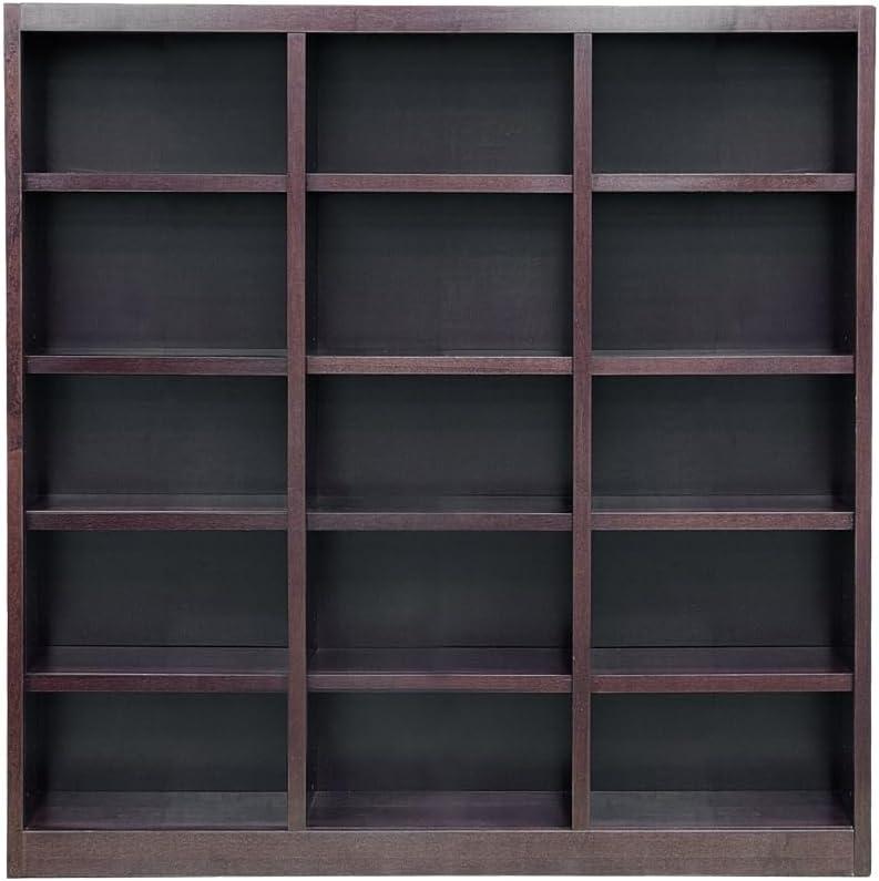 Winston Porter Flannagan Triple Wide Wood Bookcase, 15 Bookshelf, 72 inch Tall Storage and Display Bookshelf for Home Office and Living Room
