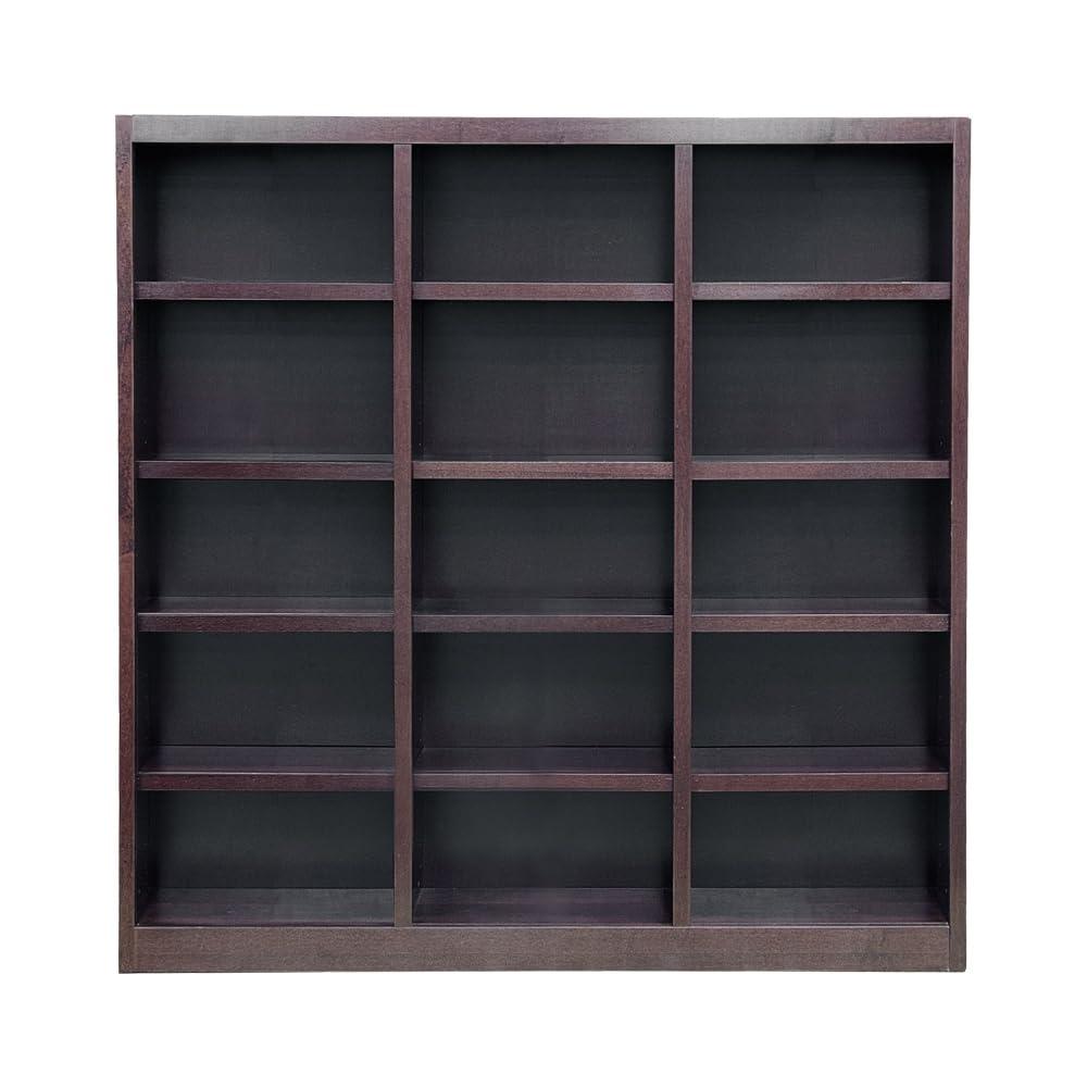 Winston Porter Flannagan Triple Wide Wood Bookcase, 15 Bookshelf, 72 inch Tall Storage and Display Bookshelf for Home Office and Living Room