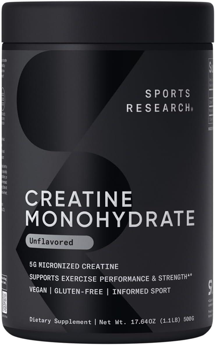 Sports Research Creatine Monohydrate, Unflavored, 1.1 lb (500 g)