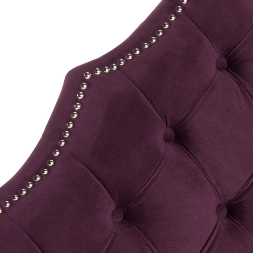 SAFAVIEH Arebelle Rustic Glam Tufted Headboard with Nail Heads, Twin, Aubergine