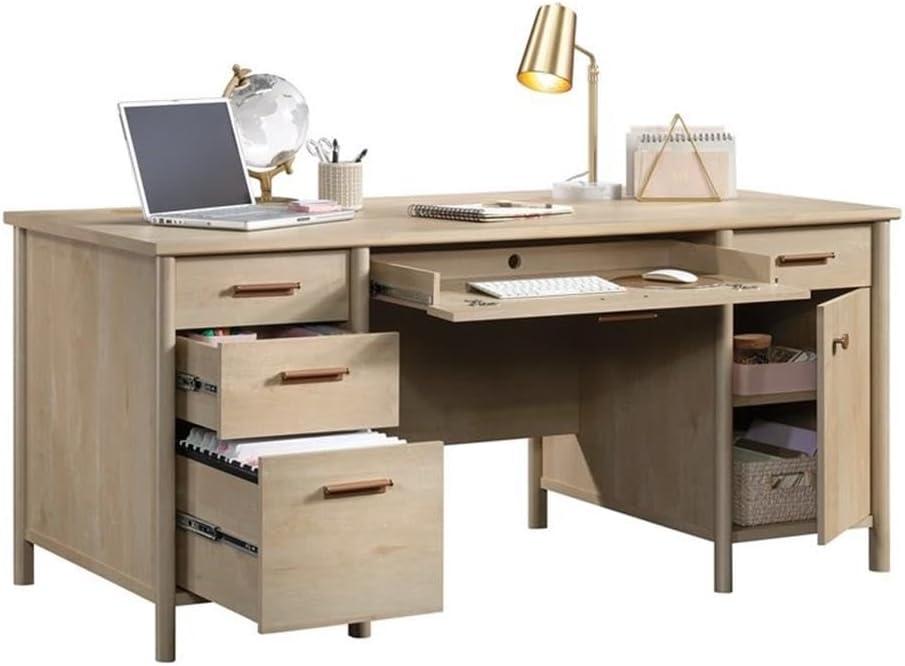 Whitaker Point Executive Desk Natural Maple - Sauder: Home Office Furniture with Storage & Keyboard Tray